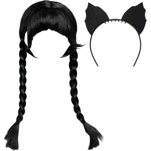 Wednesday Wig and Headband, 2-Pieces, Dress Up and Pretend Play, Kids Toys for Ages 3 Up by Just Play