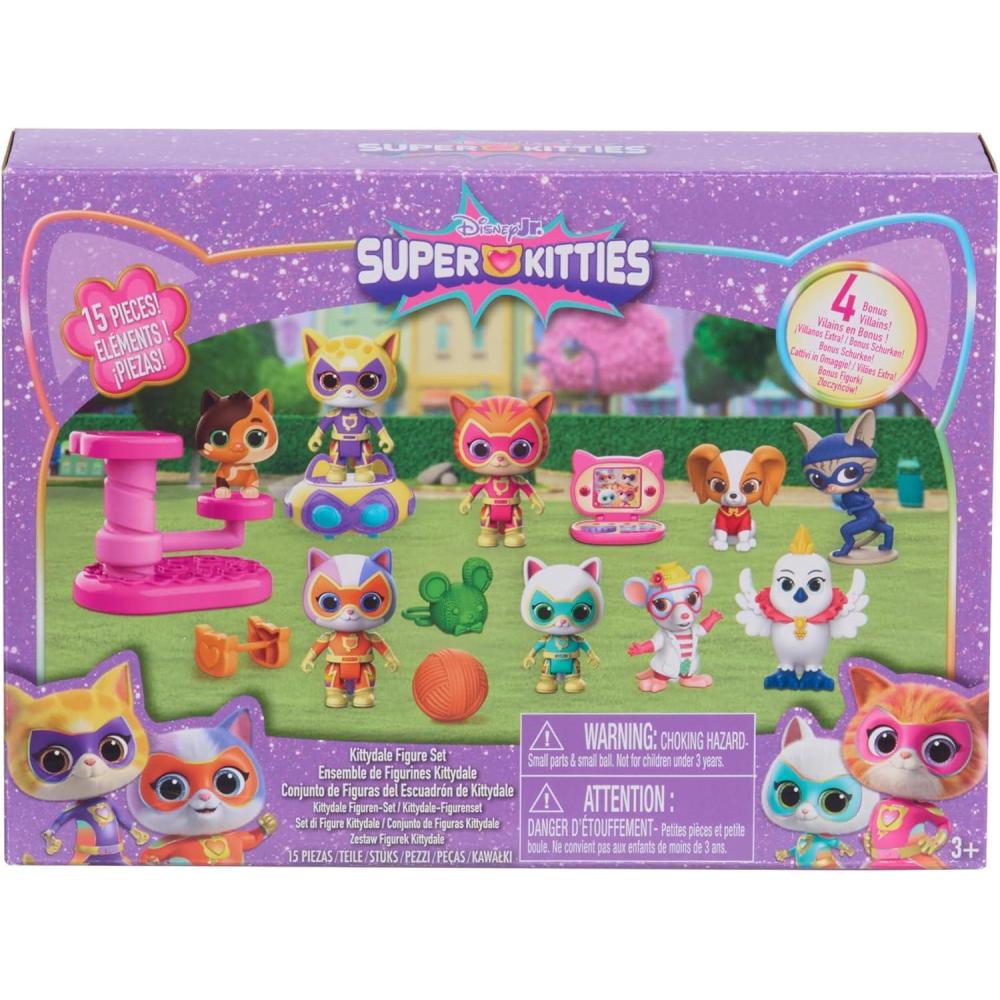 imageDisney Jr SuperKitties Kittydale Figure Set with Accessories 15Pieces Collectible Figurines Amazon Exclusive Toy for Fans Girls Kids Ages 3 and Up by Just Play