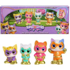 Disney Jr. SuperKitties Water Squirters 4-Pack Set, Bath Toys, Amazon Exclusive, Water Toys for Fans, Girls, Kids, Ages 3 and Up by Just Play