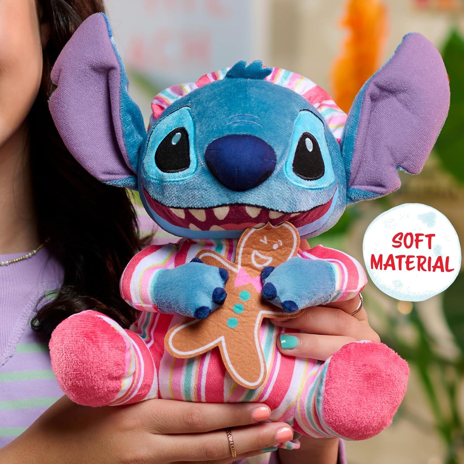 imageDisney Stitch 10inch Holiday Feature Plush Stitch Stuffed Animal with Music and Motion Soft Cuddly Material Toy for Fans Girls Boys Kids Ages 3 and Up by Just Play