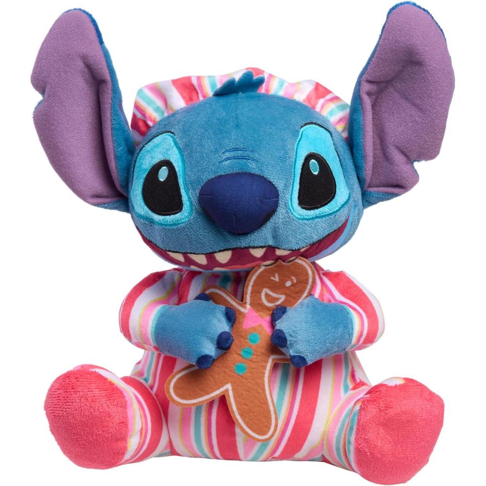 imageDisney Stitch 10inch Holiday Feature Plush Stitch Stuffed Animal with Music and Motion Soft Cuddly Material Toy for Fans Girls Boys Kids Ages 3 and Up by Just Play