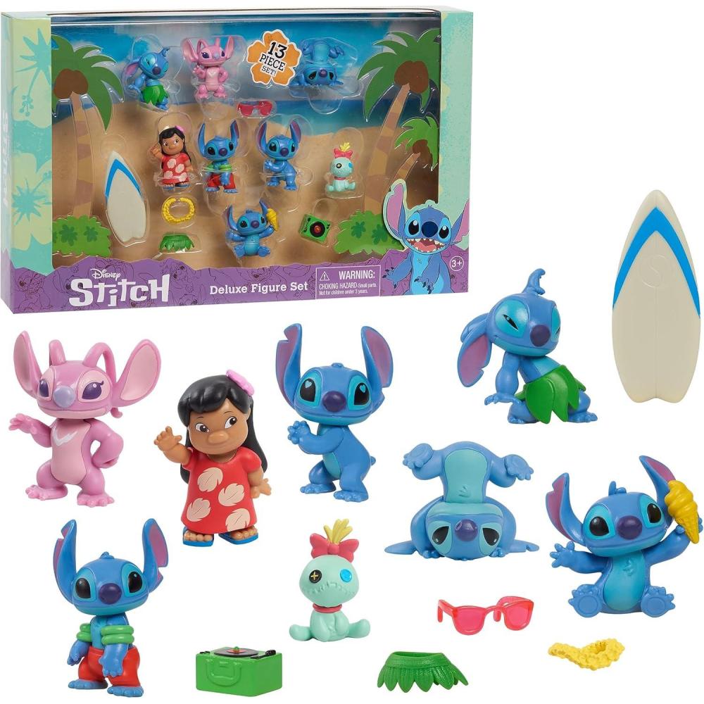 imageDisneys Lilo ampamp Stitch Deluxe Figure Set 13Piece Set 2inch tall Collectible Figurines Pretend Play Kids Toys for Ages 3 Up by Just Play