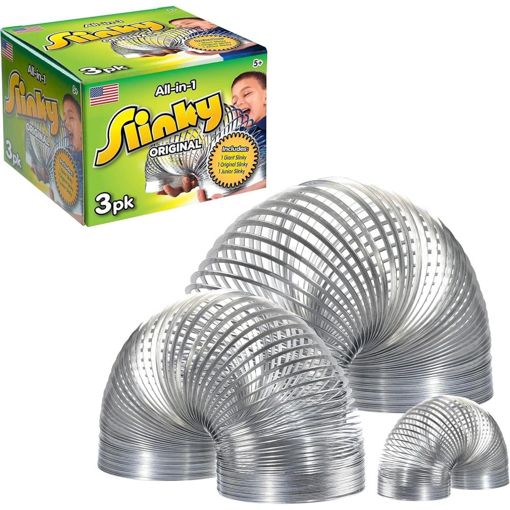 imageJust Play The Original Slinky Brand Fidget Toy Pack 1 Giant 1 Classic and 1 Slinky Junior Walking Metal Spring Toy Kids Toys for Ages 5 Up