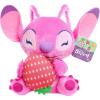 Disney Stitch Small 7-inch Plush Stuffed Animal, Angel with Strawberry, Kids Toys for Ages 2 Up by Just Play