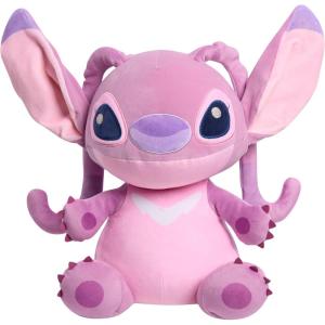 Disney Stitch Comfort Weighted Plush Angel, Officially Licensed, 14-inch Stuffed Animal, Super Soft Snuggly Stretchy Fabric, Alien, Pink, Kids Toys for Ages 3 Up by Just Play