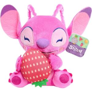 Disney Stitch Small 7-inch Plush Stuffed Animal, Angel with Strawberry, Kids Toys for Ages 2 Up by Just Play