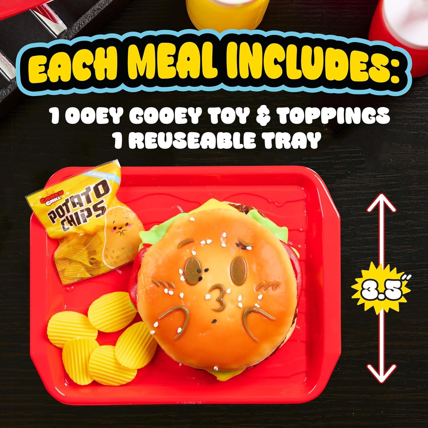 imageJust Play Ooey Gooey Gooey Grill Smooosh Burger Set with Toppings Super Soft and Squishy Play Food Fidget and Sensory Toy for Kids Girls Boys Ages 3 and Up