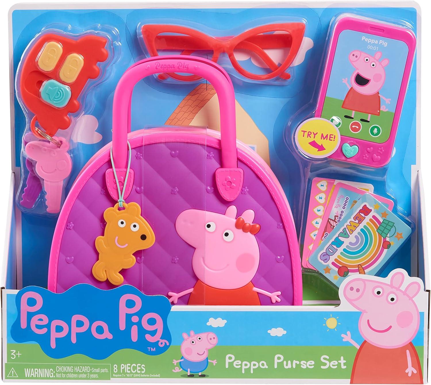 imagePeppa Pig Bag Set Dress Up ampamp Pretend Play 8pieces Interactive Toy Sounds and Lights Kids Toys for Ages 3 Up by Just Play