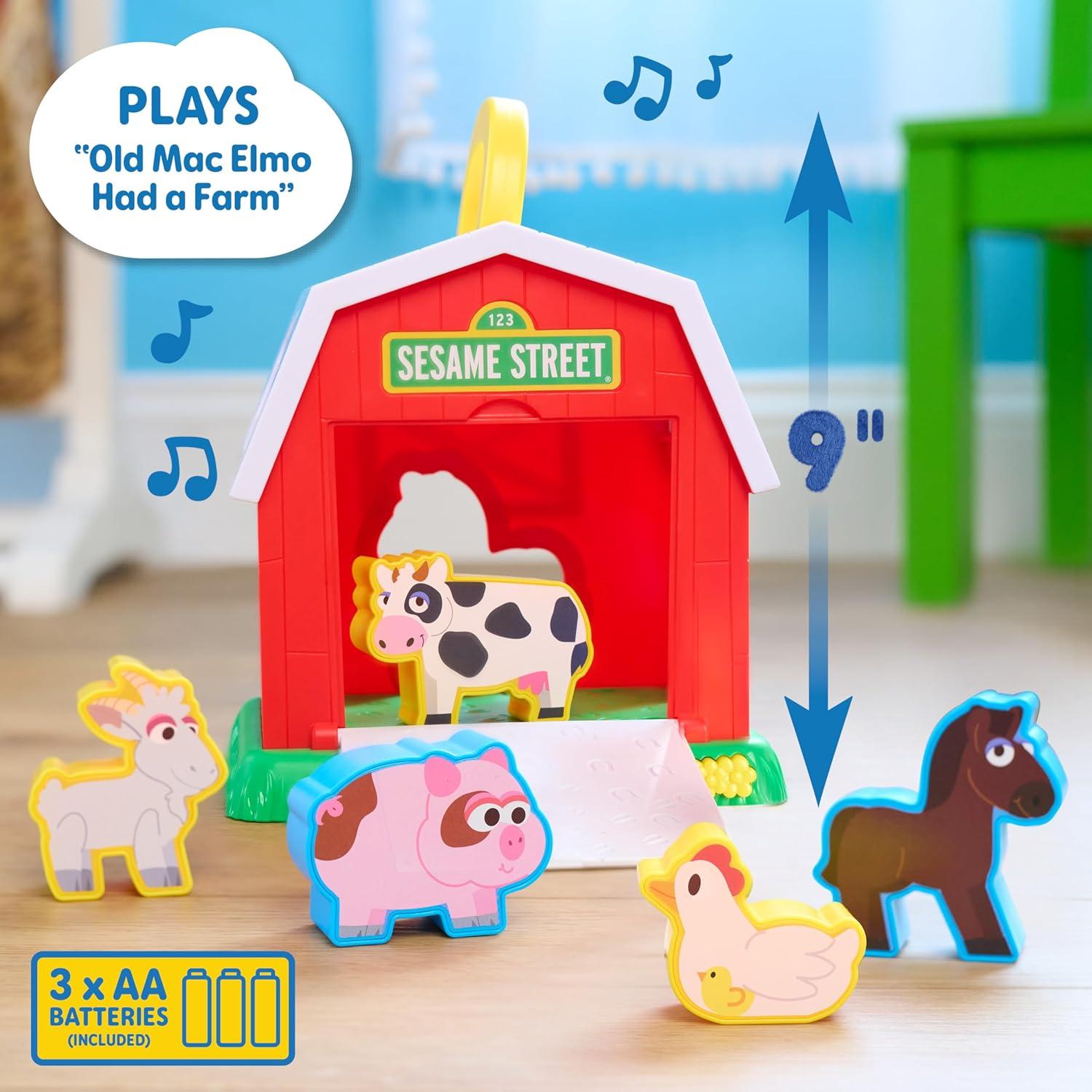 imageSesame Street Elmos Learn ampamp Sort Barn with Music and Sounds 6Pieces Teaches Toddlers Shapes Sounds and ProblemSolving Skills Toy for Girls Boys Kids Ages 2 and Up by Just Play