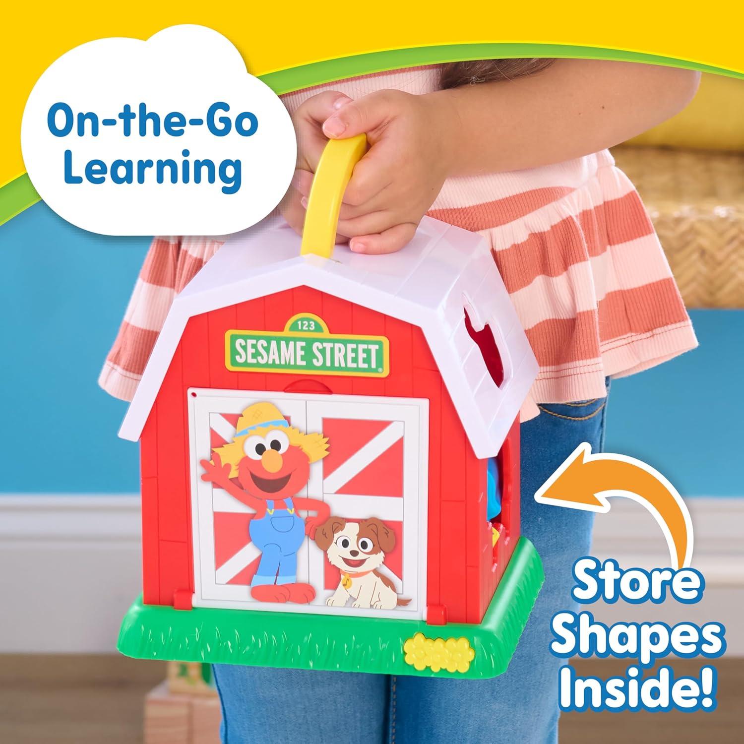 imageSesame Street Elmos Learn ampamp Sort Barn with Music and Sounds 6Pieces Teaches Toddlers Shapes Sounds and ProblemSolving Skills Toy for Girls Boys Kids Ages 2 and Up by Just Play