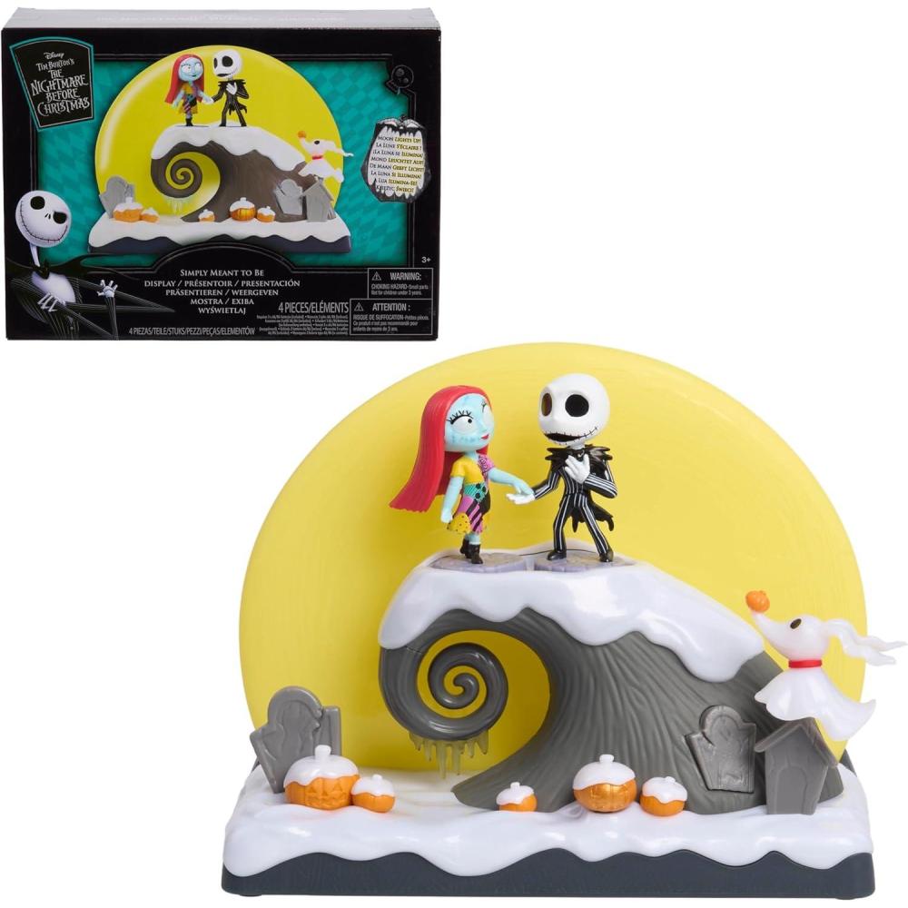 imageDisney Tim Burtons The Nightmare Before Christmas Simply Meant to Be Display Jack Skellington and Sally Collectible Figurines Kids Toys for Ages 3 Up by Just Play