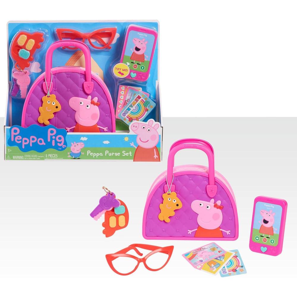 imagePeppa Pig Bag Set Dress Up ampamp Pretend Play 8pieces Interactive Toy Sounds and Lights Kids Toys for Ages 3 Up by Just Play