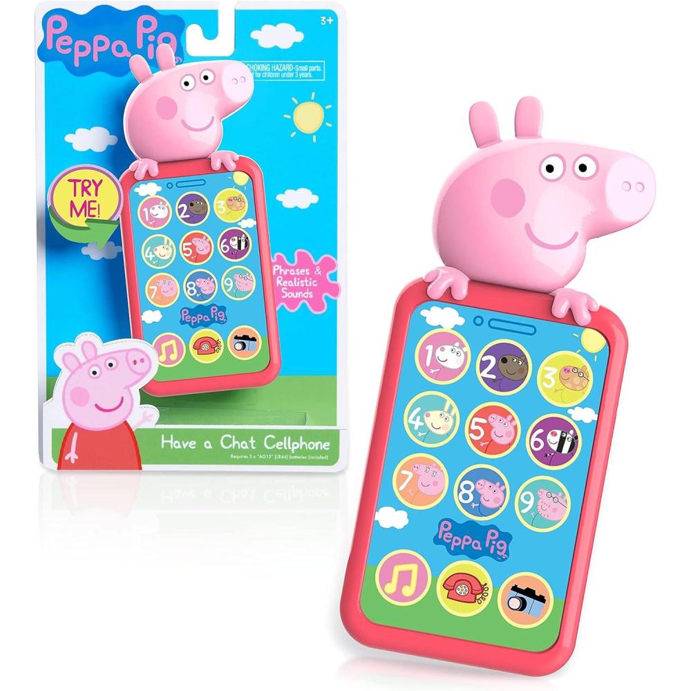 imagePeppa Pig Have a Chat Cell Phone Toy Phone with Realistic Sounds and Light Up Buttons Kids Toys for Ages 3 Up by Just Play