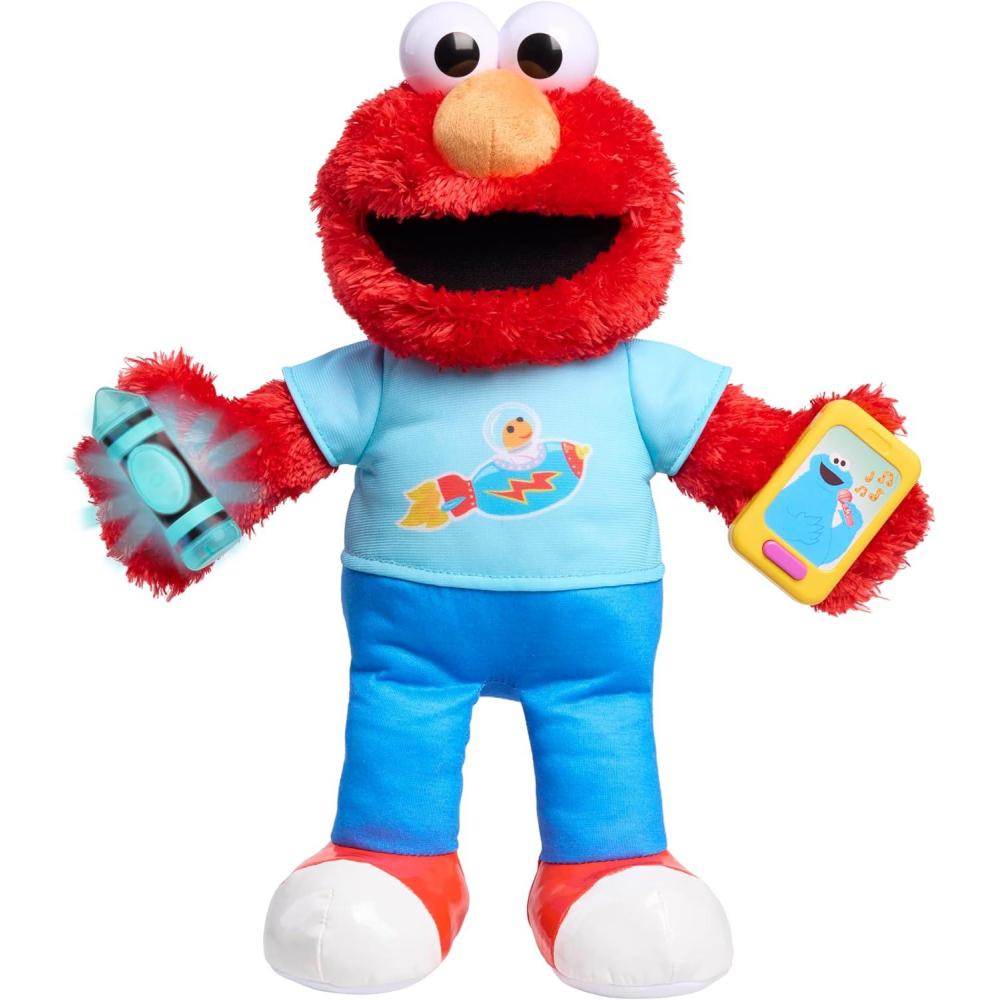 imageSesame Street 13inch Learning Elmo Plush Stuffed Animal with 50 Phrases Lights Sounds ampamp Motion Learning and Education Kids Toys for Ages 18 Month by Just Play