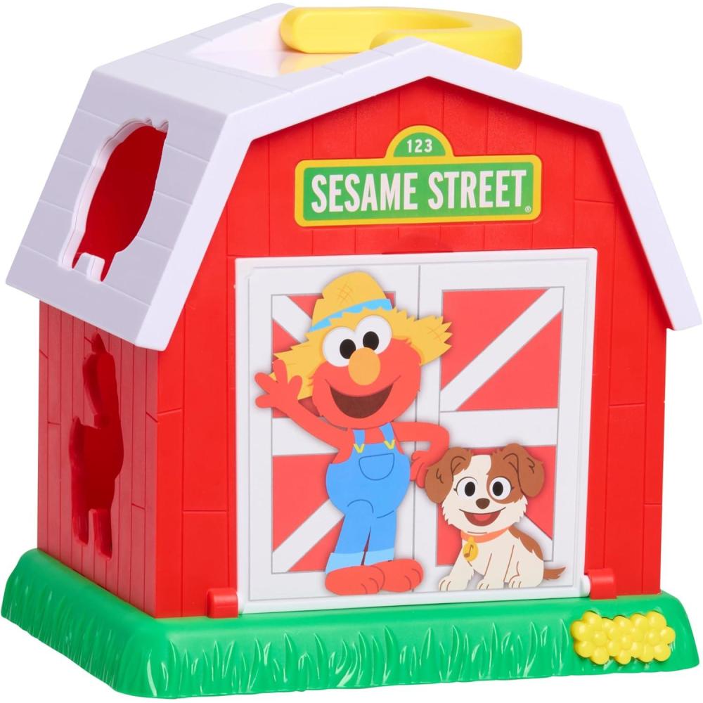 imageSesame Street Elmos Learn ampamp Sort Barn with Music and Sounds 6Pieces Teaches Toddlers Shapes Sounds and ProblemSolving Skills Toy for Girls Boys Kids Ages 2 and Up by Just Play