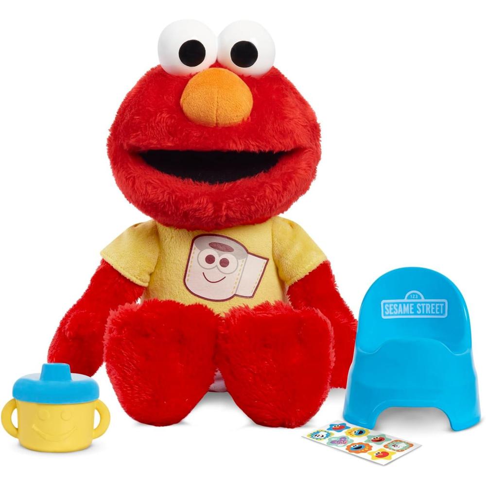 imageSesame Street Potty Time Elmo 12Inch Sustainable Plush Stuffed Animal Sounds and Phrases Potty Training Tool Kids Toys for Ages 18 Month by Just Play