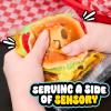 Just Play Ooey Gooey Gooey Grill Smooosh Burger Set with Toppings, Super Soft and Squishy Play Food, Fidget and Sensory Toy for Kids, Girls, Boys, Ages 3 and Up