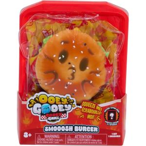 Just Play Ooey Gooey Gooey Grill Smooosh Burger Set with Toppings, Super Soft and Squishy Play Food, Fidget and Sensory Toy for Kids, Girls, Boys, Ages 3 and Up