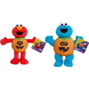 Sesame Street Elmo & Cookie Monster Small Halloween Plush 2-Pack, Sustainable Stuffed Animal, Soft Plushie, Kids Toys for Ages 18 Month by Just Play