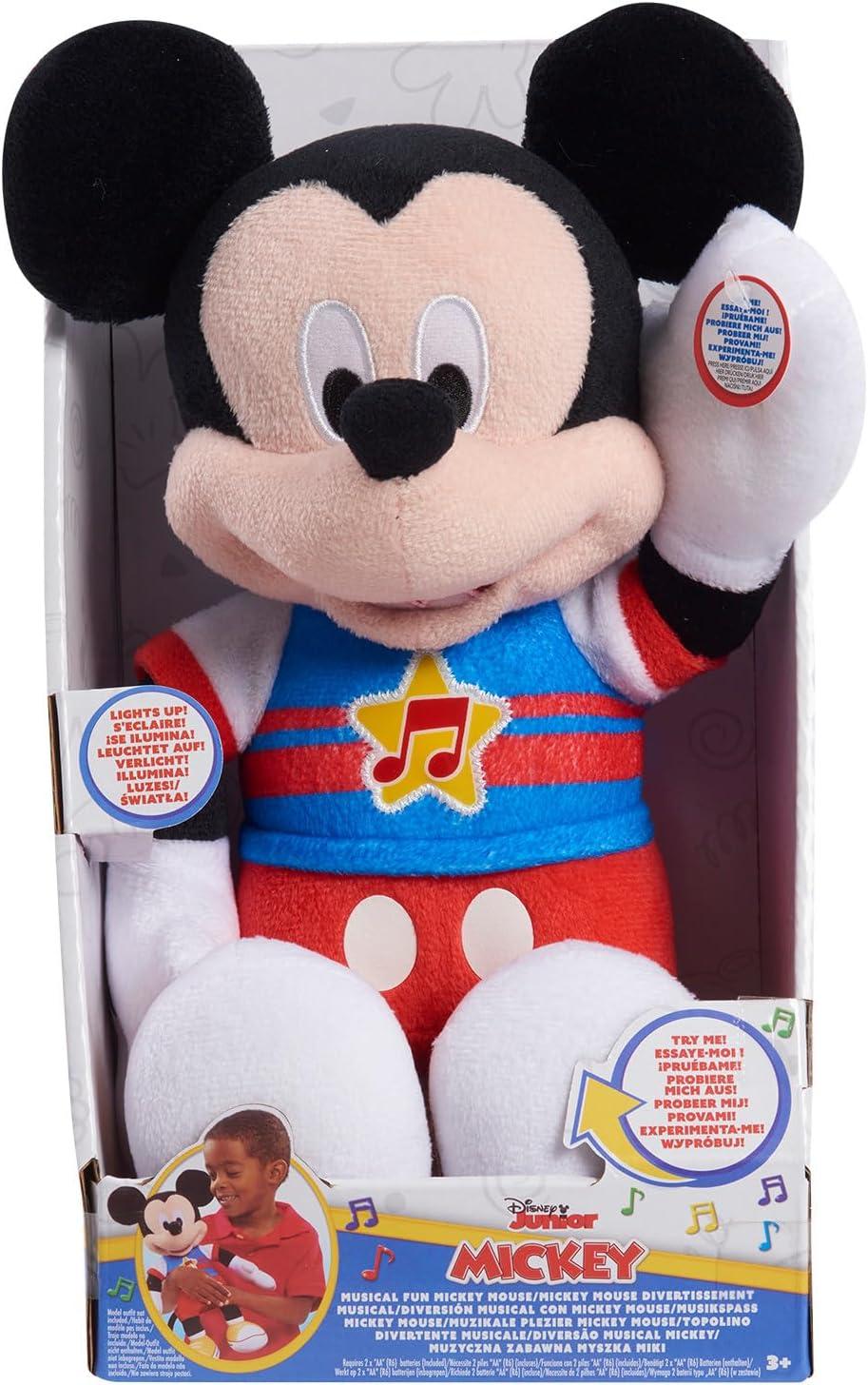 imageDisney Junior Mickey Mouse Funhouse Singing Fun Mickey Mouse 13 Inch Lights and Sounds Feature Plushie Sings The Wiggle Giggle Song Kids Toys for Ages 3 Up by Just Play
