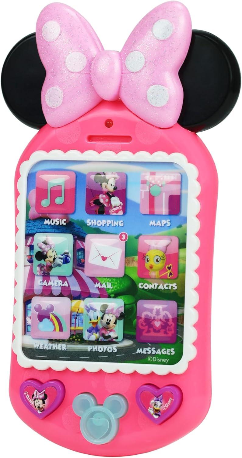 imageDisney Junior Minnie BowTique Why Hello Pretend Play Cell Phone Lights and Sounds Batteries Included Kids Toys for Ages 3 Up by Just Play