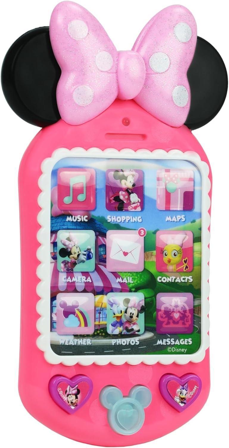 imageDisney Junior Minnie BowTique Why Hello Pretend Play Cell Phone Lights and Sounds Batteries Included Kids Toys for Ages 3 Up by Just Play