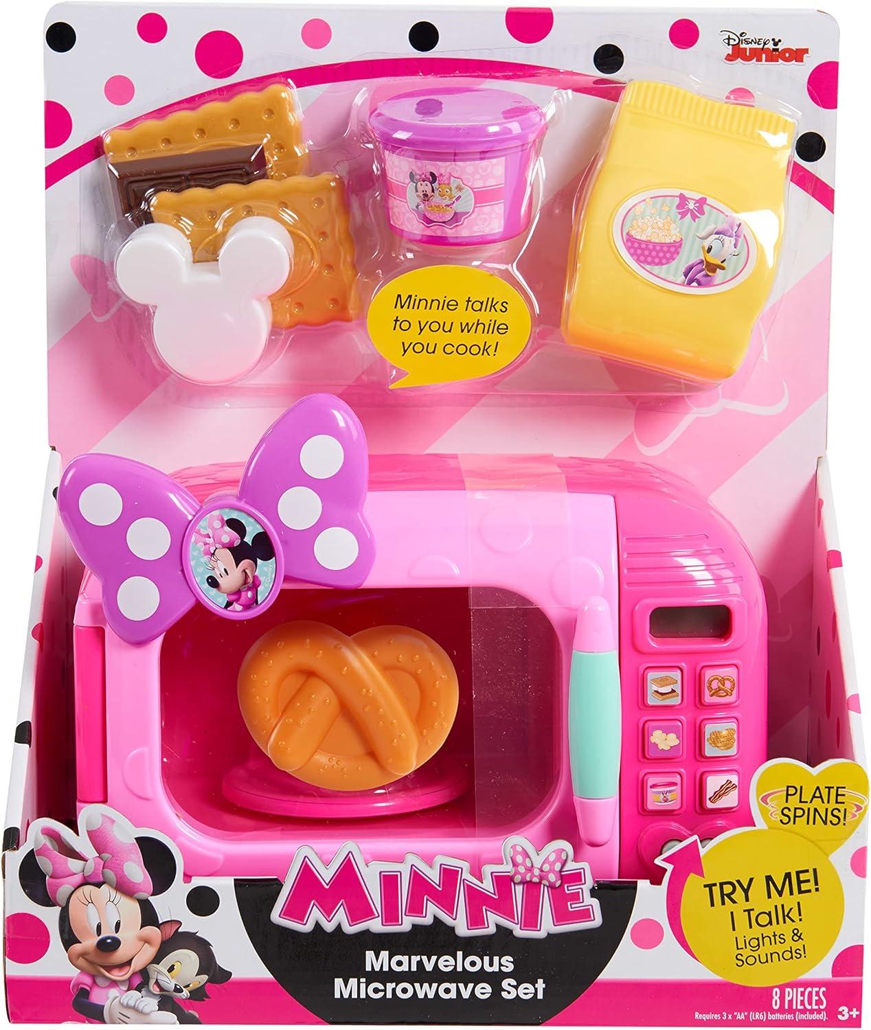 imageDisney Junior Minnie Mouse Marvelous Microwave Set and Accessories 8pieces Pretend Play Kids Toys for Ages 3 Up by Just Play