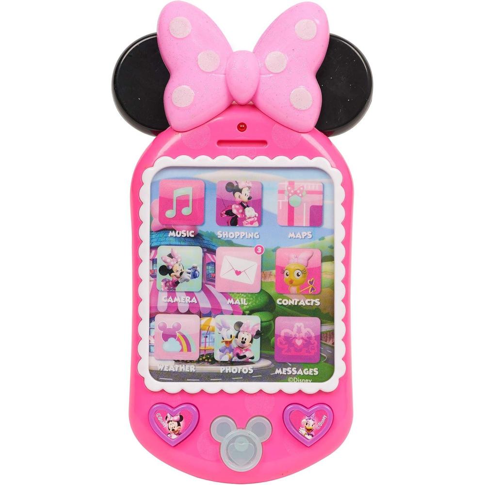 imageDisney Junior Minnie BowTique Why Hello Pretend Play Cell Phone Lights and Sounds Batteries Included Kids Toys for Ages 3 Up by Just Play