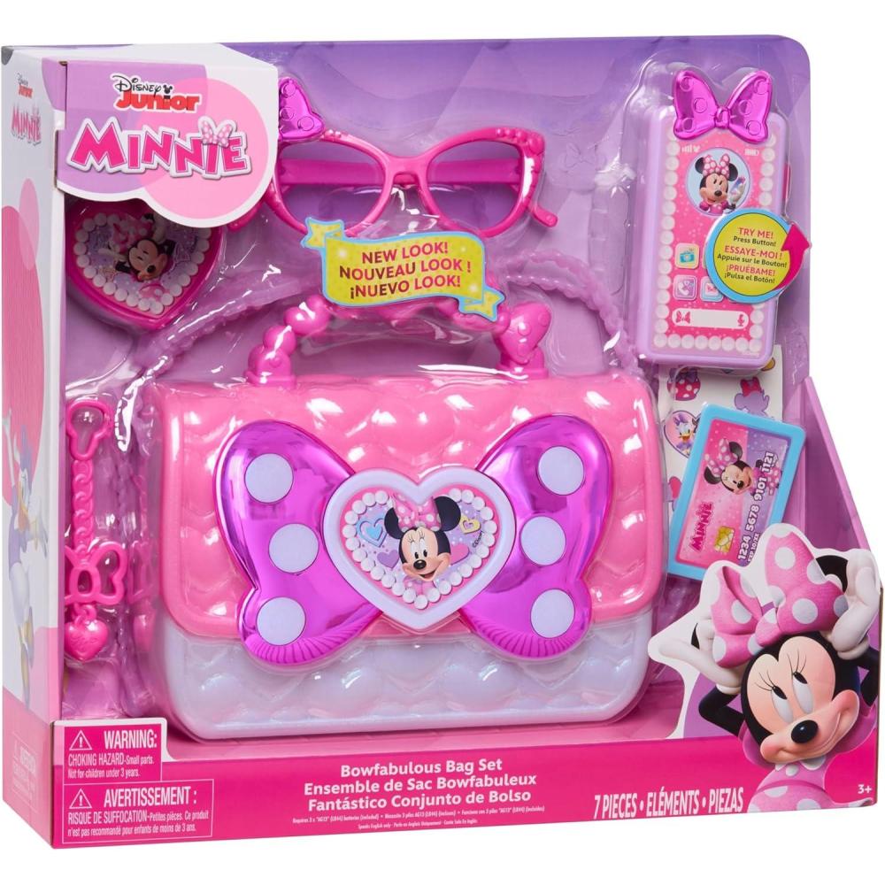 imageDisney Junior Minnie Mouse Bowfabulous Bag Set 7Piece Dress Up and Pretend Play Toy Purse Kids Toys for Ages 3 Up by Just Play