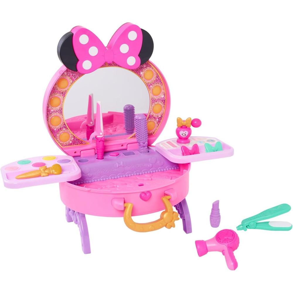 imageDisney Junior Minnie Mouse Get Glam Magic Table Top Pretend Play Vanity Officially Licensed Kids Toys for Ages 3 Up by Just Play
