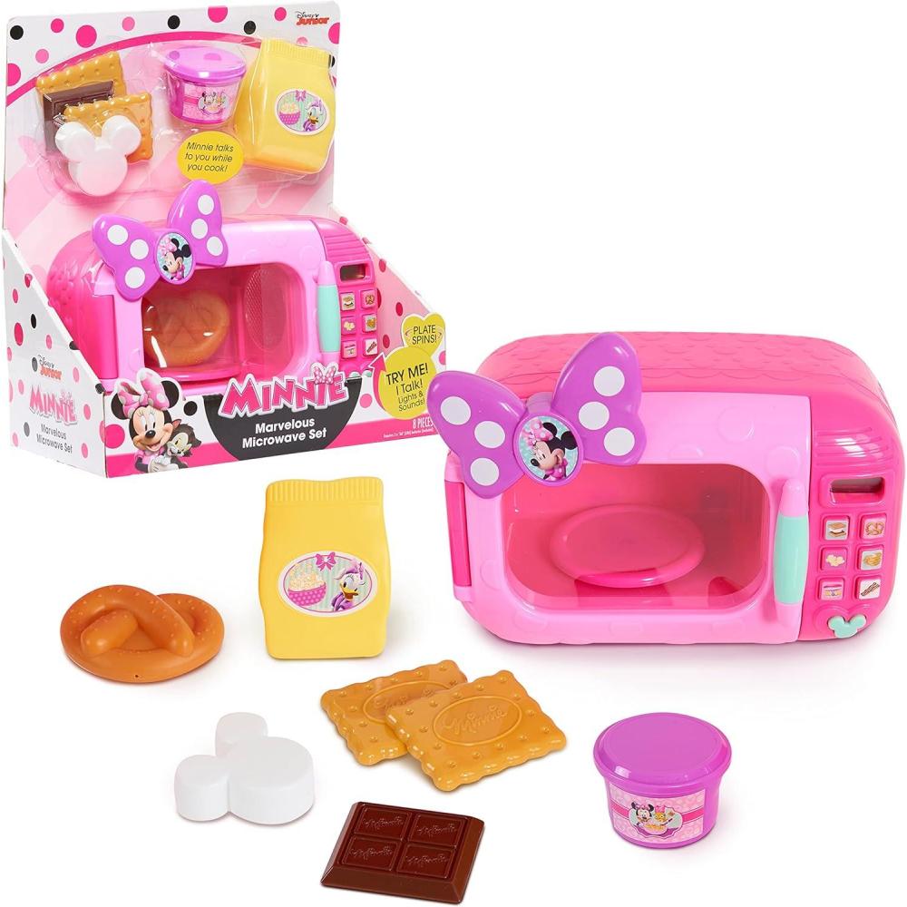 imageDisney Junior Minnie Mouse Marvelous Microwave Set and Accessories 8pieces Pretend Play Kids Toys for Ages 3 Up by Just Play