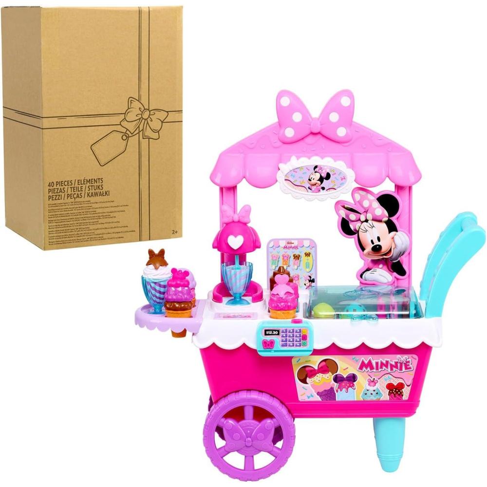 imageDisney Junior Minnie Mouse Sweets ampamp Treats Ice Cream Cart with Sounds and Phrases 40pieces Pretend Play Kids Toys for Ages 2 Up by Just Play
