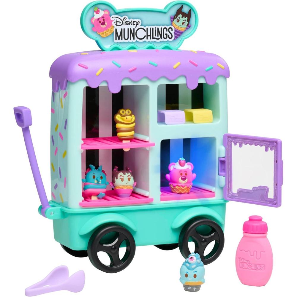imageDisney Munchlings Mini Munch Bakery 25Piece Color Change Figure Playset 1inch Collectible Scented Figurines Kids Toys for Ages 3 Up by Just PlayIce Cream Cart