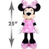 Disney Junior Mickey Mouse Jumbo 25-inch Plush Minnie Mouse Doll, Pink, Super Soft Plush, Kids Toys for Ages 2 Up by Just Play