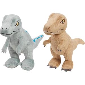 Jurassic World 7-inch Small Plush Stuffed Animal 2-Pack, Tyrannosaurus Rex and Blue, Dinosaur, Kids Toys for Ages 3 Up by Just Play