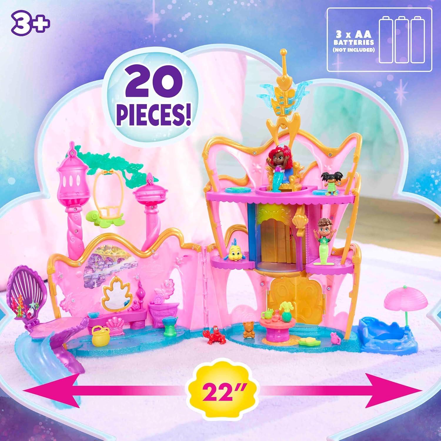 imageJust Play Disney Junior Ariel Deluxe Atlantica Palace Playset and 4inch Figures Lights and Sounds 20Pieces Kids Toys for Ages 3 Up