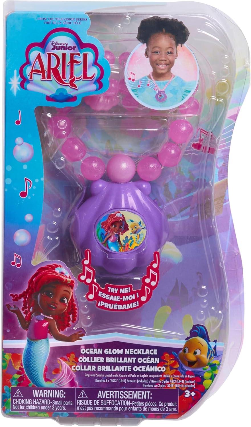 imageJust Play Disney Junior Ariel Ocean Glow Necklace with Lights and Sounds Dress Up and Pretend Play Kids Toys for Ages 3 Up