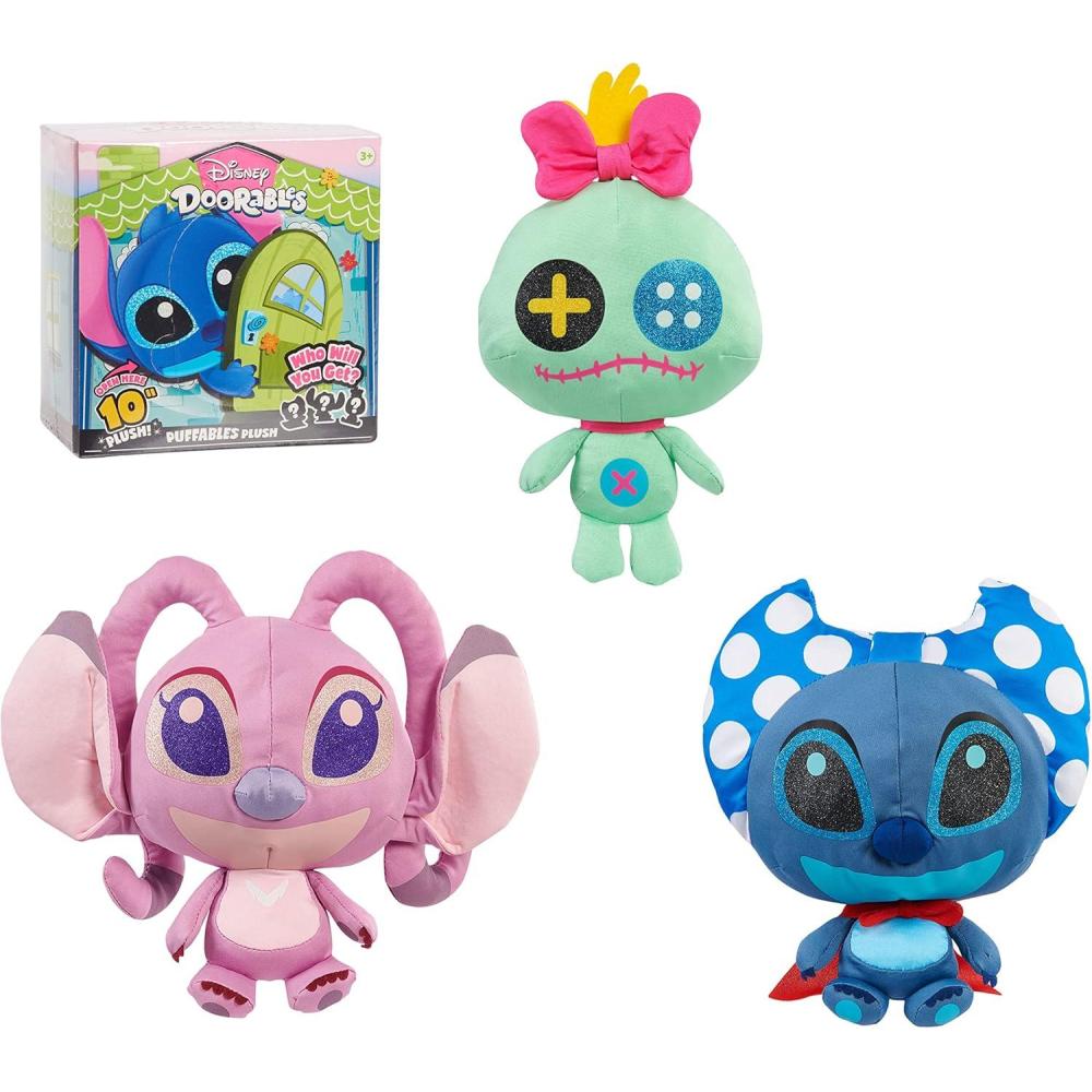 imageDisney Doorables Puffables Plush Stitch 10inch Collectible Plush Featuring Glitter Eyes Styles May Vary Kids Toys for Ages 3 Up by Just Play
