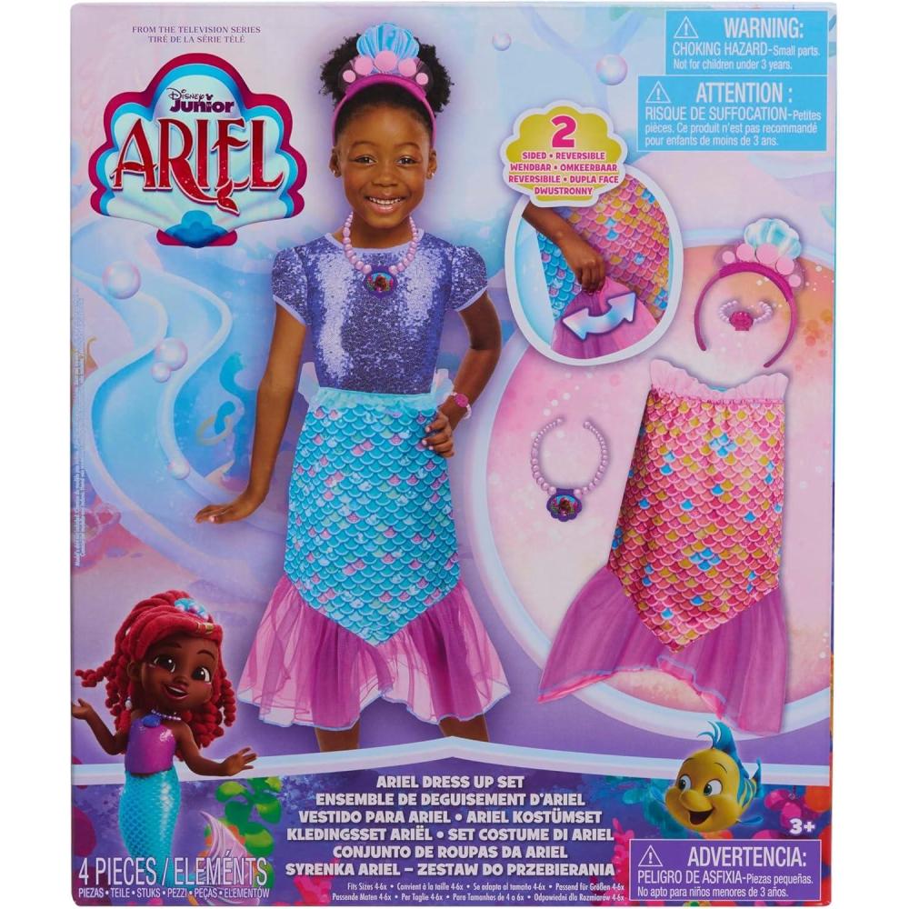 imageDisney Junior Ariel 2in1 Dress Up Set for Pretend Play Sizes 46X 4Pieces Mermaid Kids Toys for Ages 3 Up by Just Play