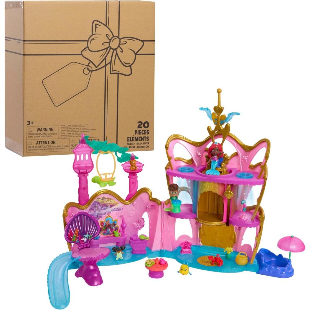 imageJust Play Disney Junior Ariel Deluxe Atlantica Palace Playset and 4inch Figures Lights and Sounds 20Pieces Kids Toys for Ages 3 Up