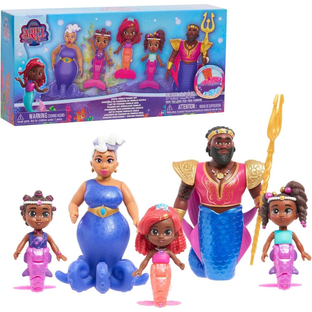 imageJust Play Disney Junior Ariel Royal Family 6Piece ColorChange Mermaid Figure Set Kids Toys for Ages 3 Up