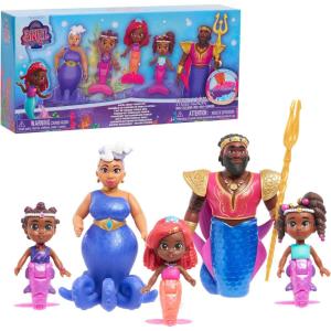 Just Play Disney Junior Ariel Royal Family 6-Piece Color-Change Mermaid Figure Set, Kids Toys for Ages 3 Up