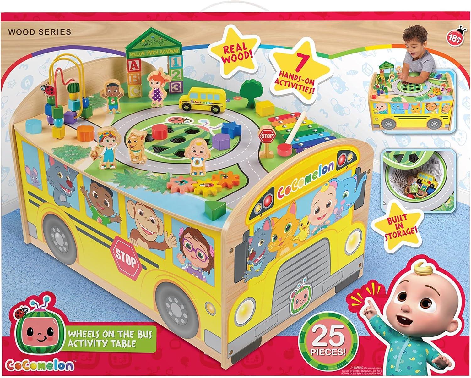 imageJust Play CoComelon Wheels on The Bus Wooden Activity Table Recycled Wood Kids Toys for Ages 18 Month