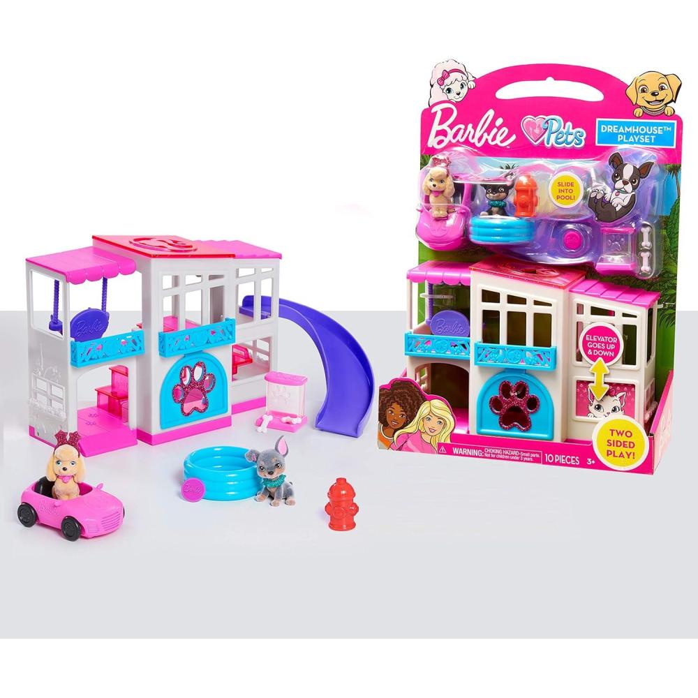 imageBarbie Pet Dreamhouse 2Sided Playset 10pieces Include Pets and Accessories Kids Toys for Ages 3 Up by Just Play