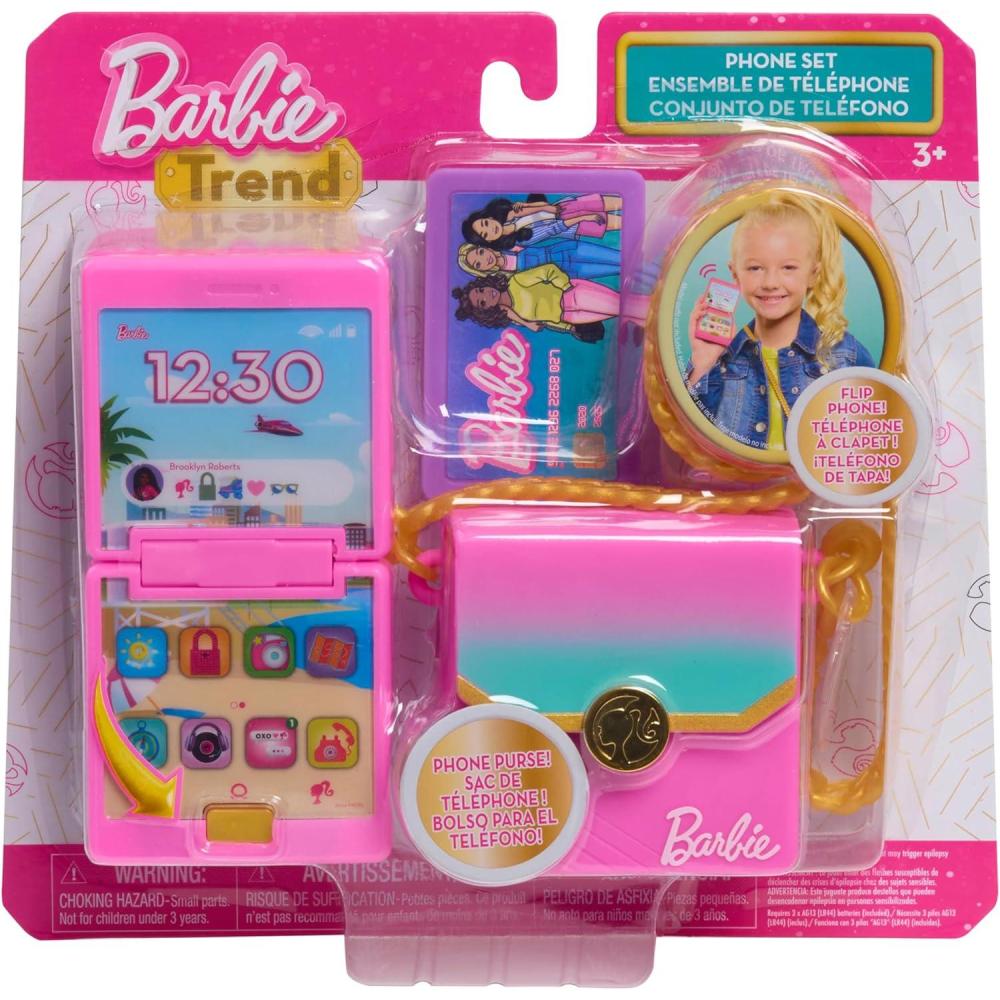 imageBarbie Trend Lights and Sounds Phone Set 4Pieces Interactive Toy Phone Toy Purse Dress Up and Pretend Play Kids Toys for Ages 3 Up by Just Play