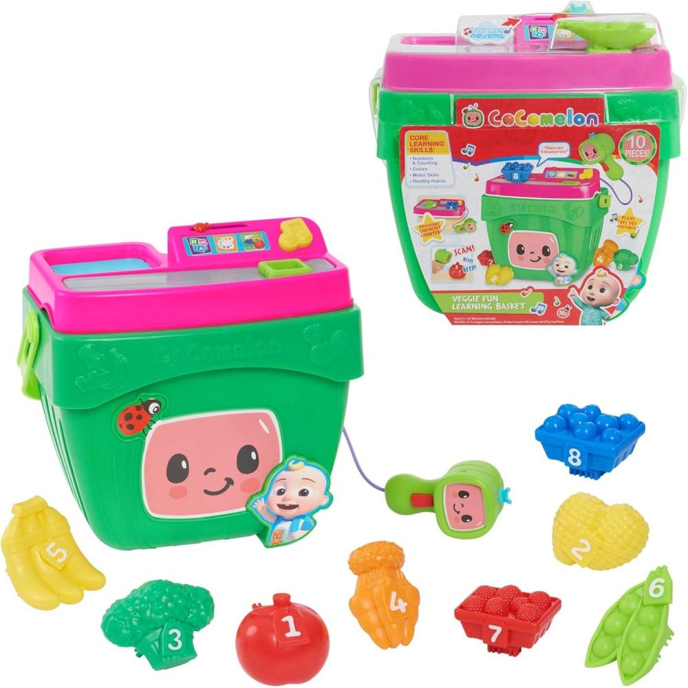 imageCoComelon Veggie Fun Learning Basket Pretend Play Food Preschool Learning and Education 10pieces Music and Sounds Officially Licensed Kids Toys for Ages 18 Month by Just Play