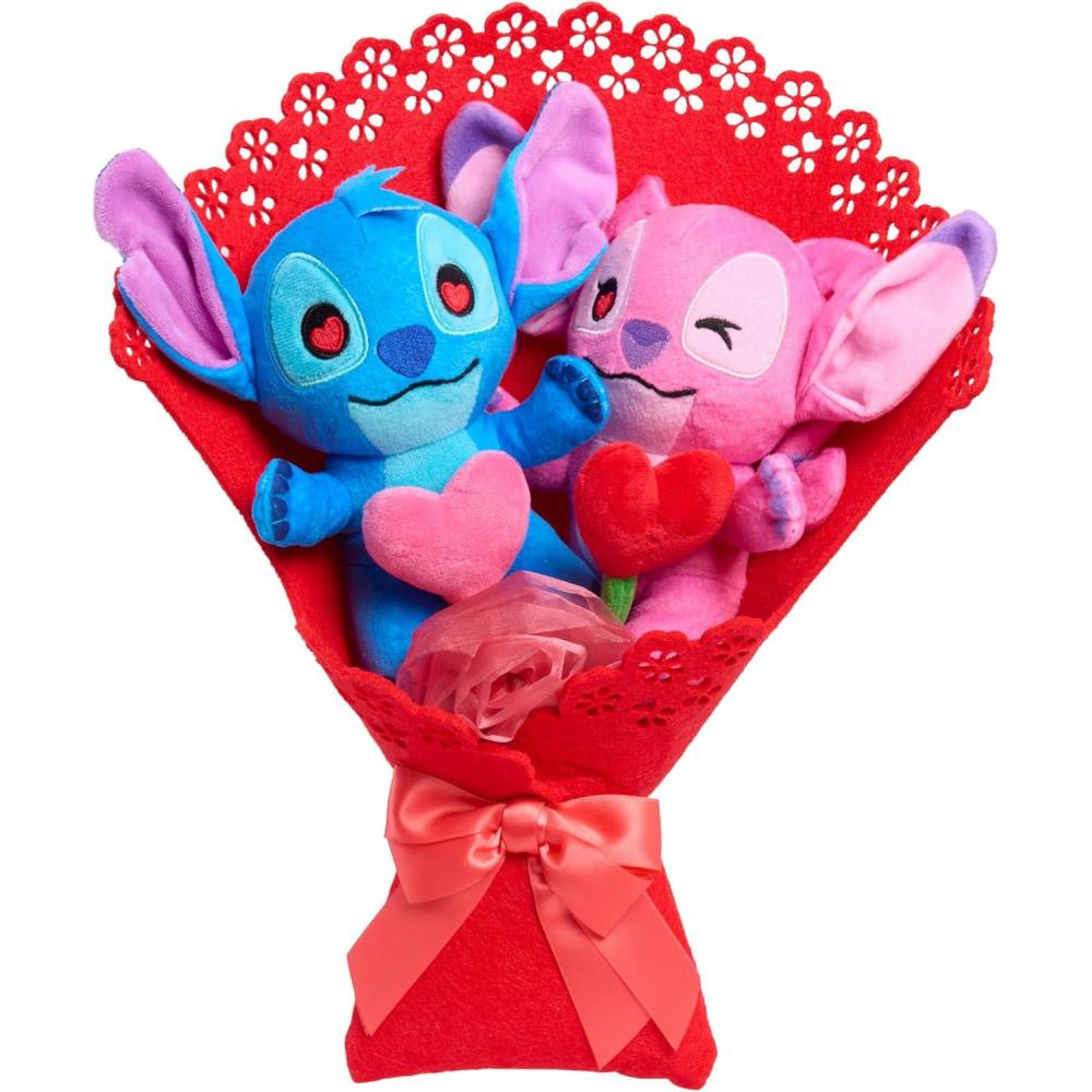 imageDisney Stitch Valentine 135inch Medium Plush Bouquet 4 Stuffed Animals Included Kids Toys for Ages 3 Up by Just Play