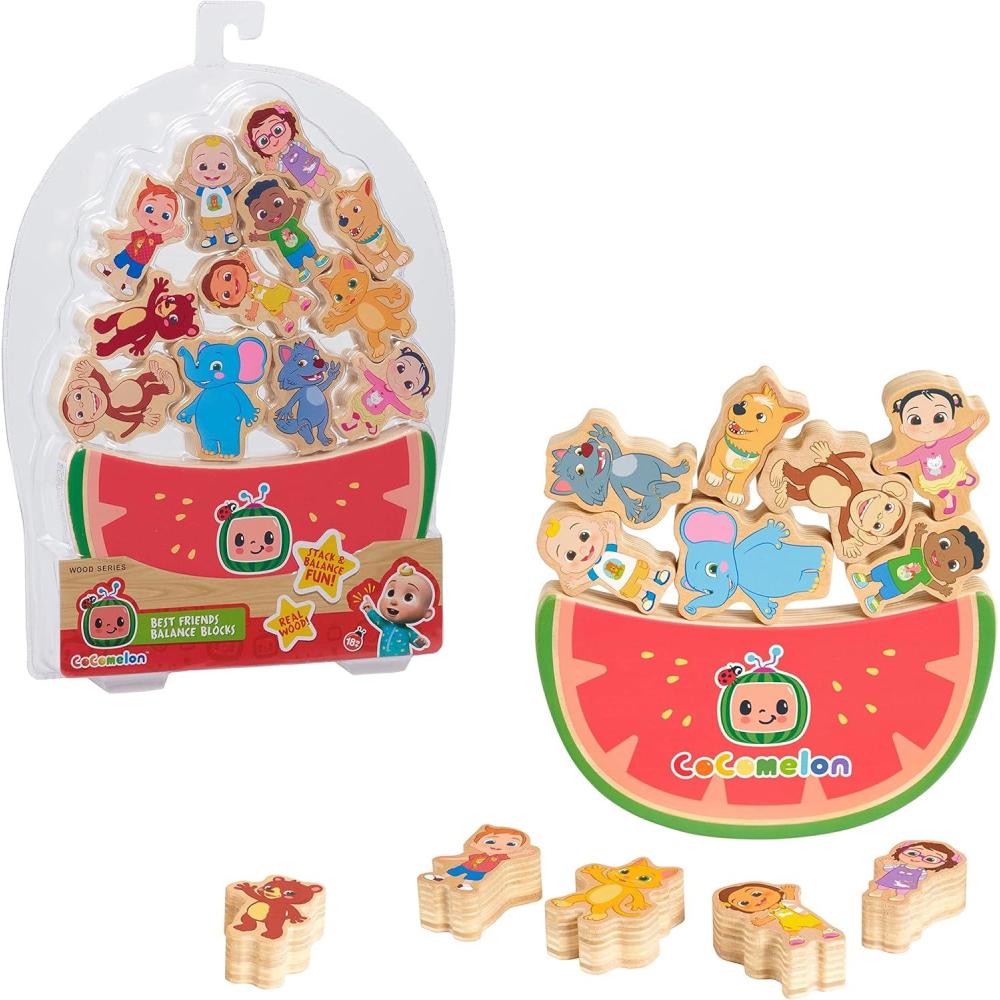 imageJust Play CoComelon Best Friends Wooden Balance Blocks Recycled Wood Kids Toys for Ages 18 Month