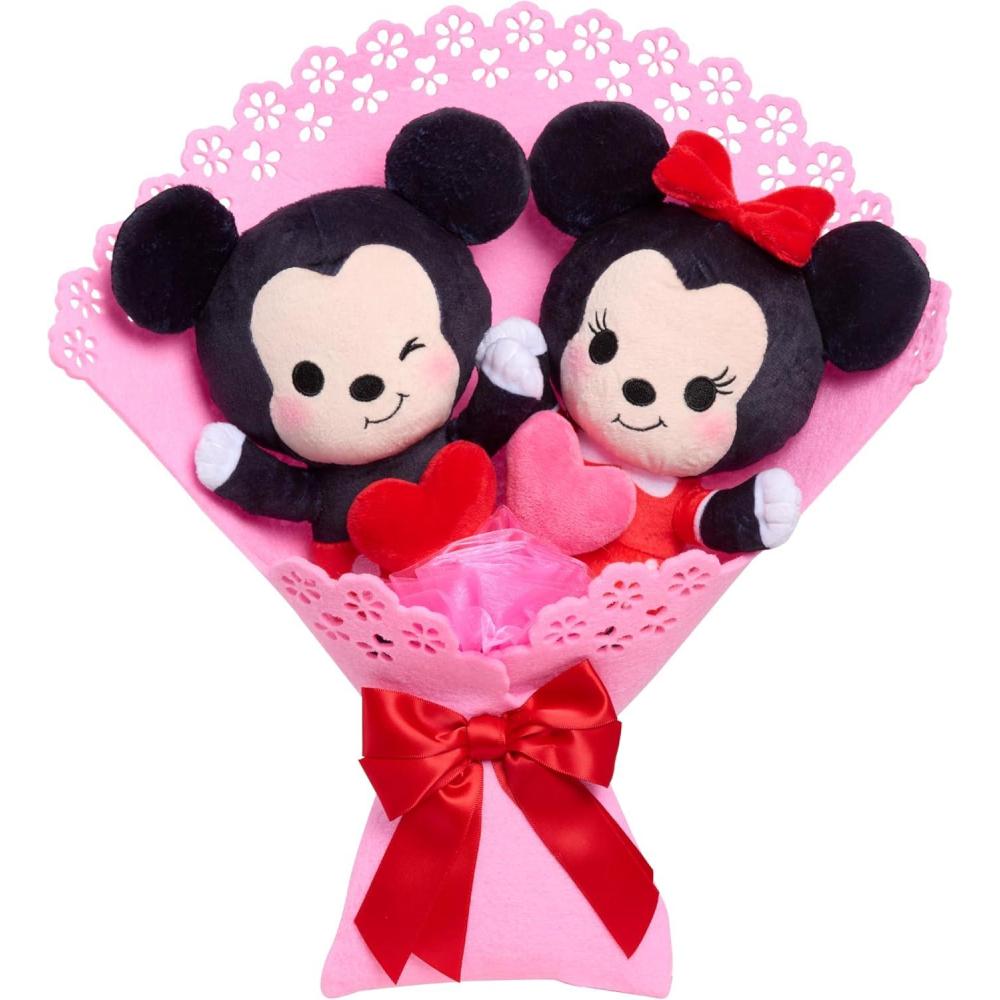 imageJust Play Disney Valentines 135inch Bouquet with Medium Mickey Mouse and Minnie Mouse Plush Stuffed Animals 3 Collectible Plush Hearts Kids Toys for Ages 3 Up