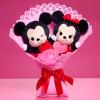 Just Play Disney Valentine’s 13.5-inch Bouquet with Medium Mickey Mouse and Minnie Mouse Plush Stuffed Animals, 3 Collectible Plush Hearts, Kids Toys for Ages 3 Up
